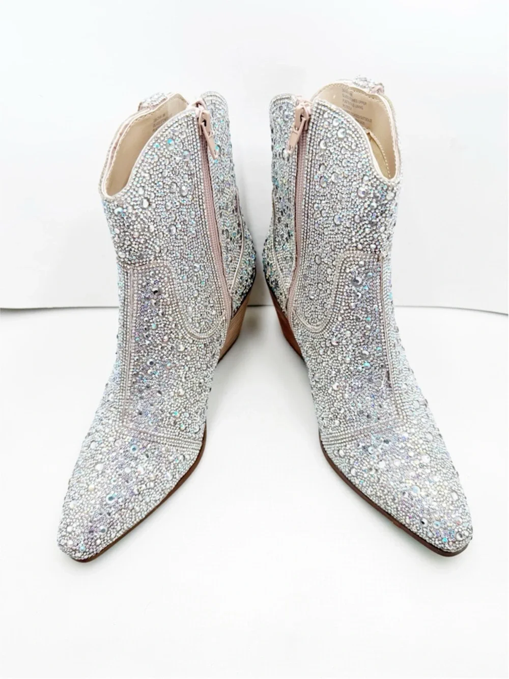 🆕{BETSEY JOHNSON} Blue DIVA Rhinestone Embellished Western Bootie - Picture 8 of 16